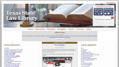Screen capture of the Law Library website on June 5, 2019.